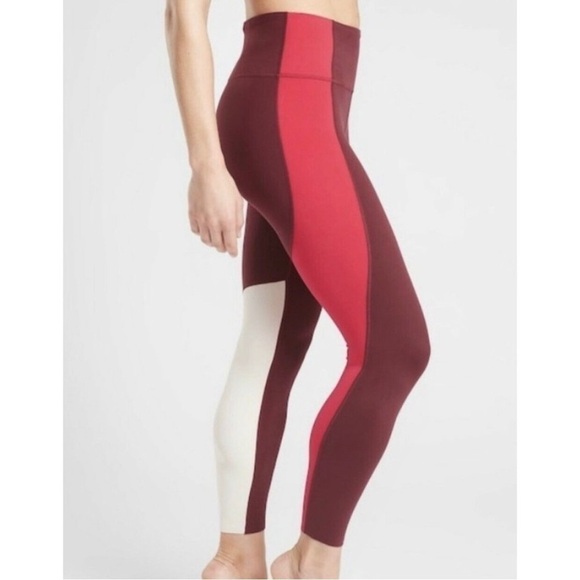 Athleta Maroon Colorblock Elation Asym 7/8 Tight - Picture 3 of 10